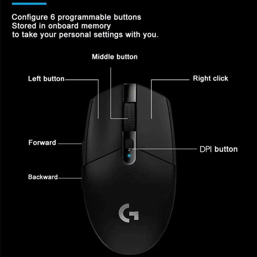 Logitech-Souris de jeu sans fil Ligthmagazines ed G304, capteur 12K, 12000 ug I, 6 boutons programmables, compatible PC MacOS, originale