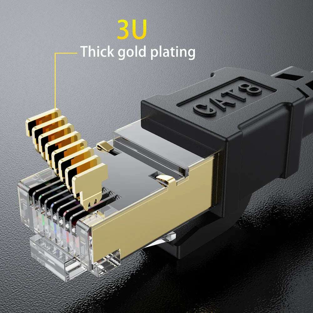 Câble Ethernet pour modem routeur PS 2000, 40Gbps 100 MHz CAT8 RJ45 réseau Lan patch plat 10m 15m 20m 30m 50m 5/4 pieds