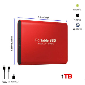 Disque Dur Externe Ultra Fin 128T, USB 3.0, Adapté pour PC,Mac, Jeu, Ordinateur Portable